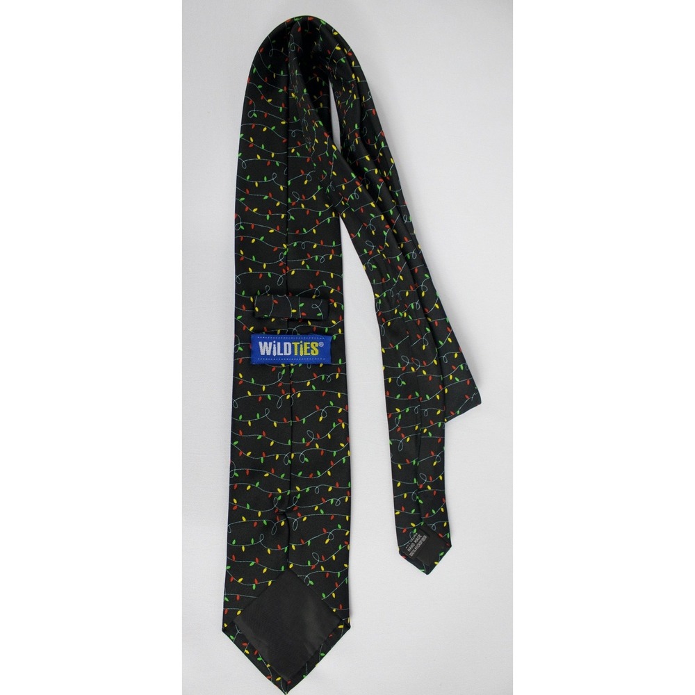 Christmas Lights Wild Ties Skinny Tie Mens Black‎ Multi Color Novelty Gift